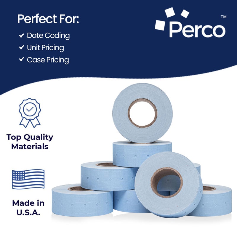 Perco 1 Line Blue Labels - 8 Rolls, 1 Sleeve, 8,000 Blank Price and Date Gun Labels for Perco 1 Line Price and Date Guns - Made in USA - Image 4